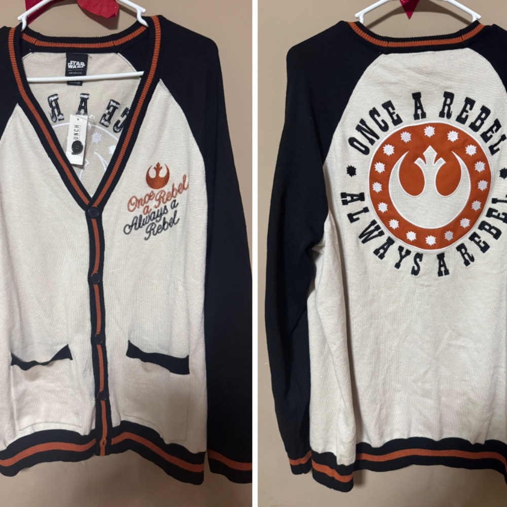 Lunchbox Star Wars Rebel Alliance Resist Resistance Soft Button Up Sweater XL